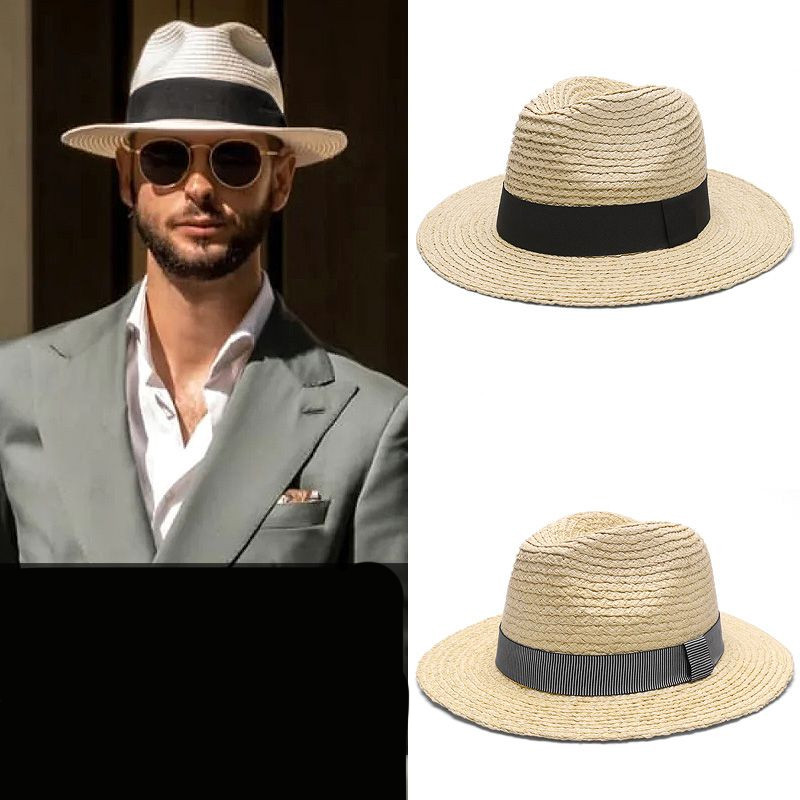 Chapéu masculino verão viagem férias praia chapéu de aba larga chapéu de sol chapéu de palha panamá chapéu de Cowboy