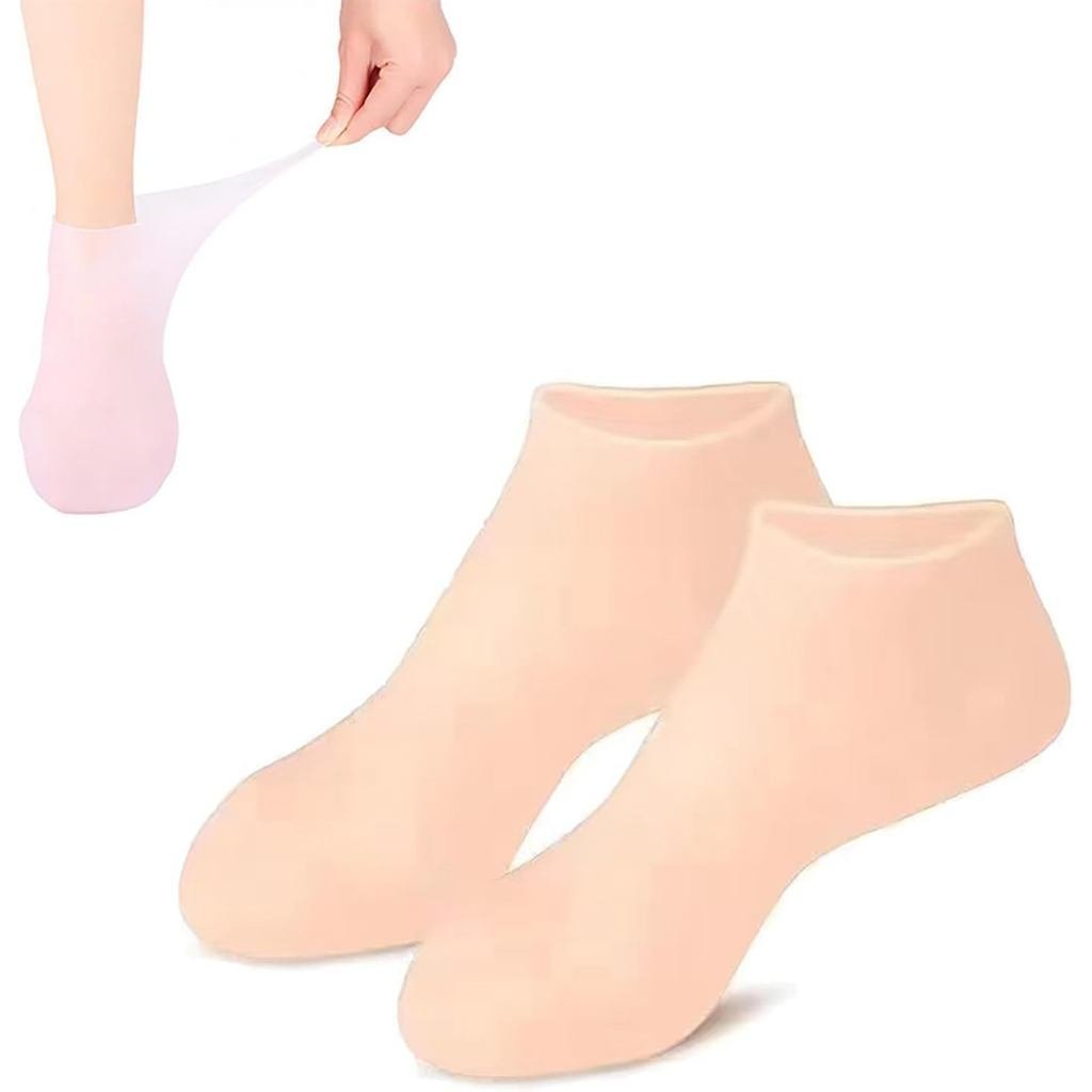 2 Pares de Meias de Silicone para Hidratação dos Pés, Meias de Silicone para Cuidado dos Pés, Meias Hidratantes para os 