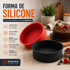 Forma de Silicone para Bolo Airfryer Redondo 24cm Grau Alimentício Não Gruda Gelatina Molde