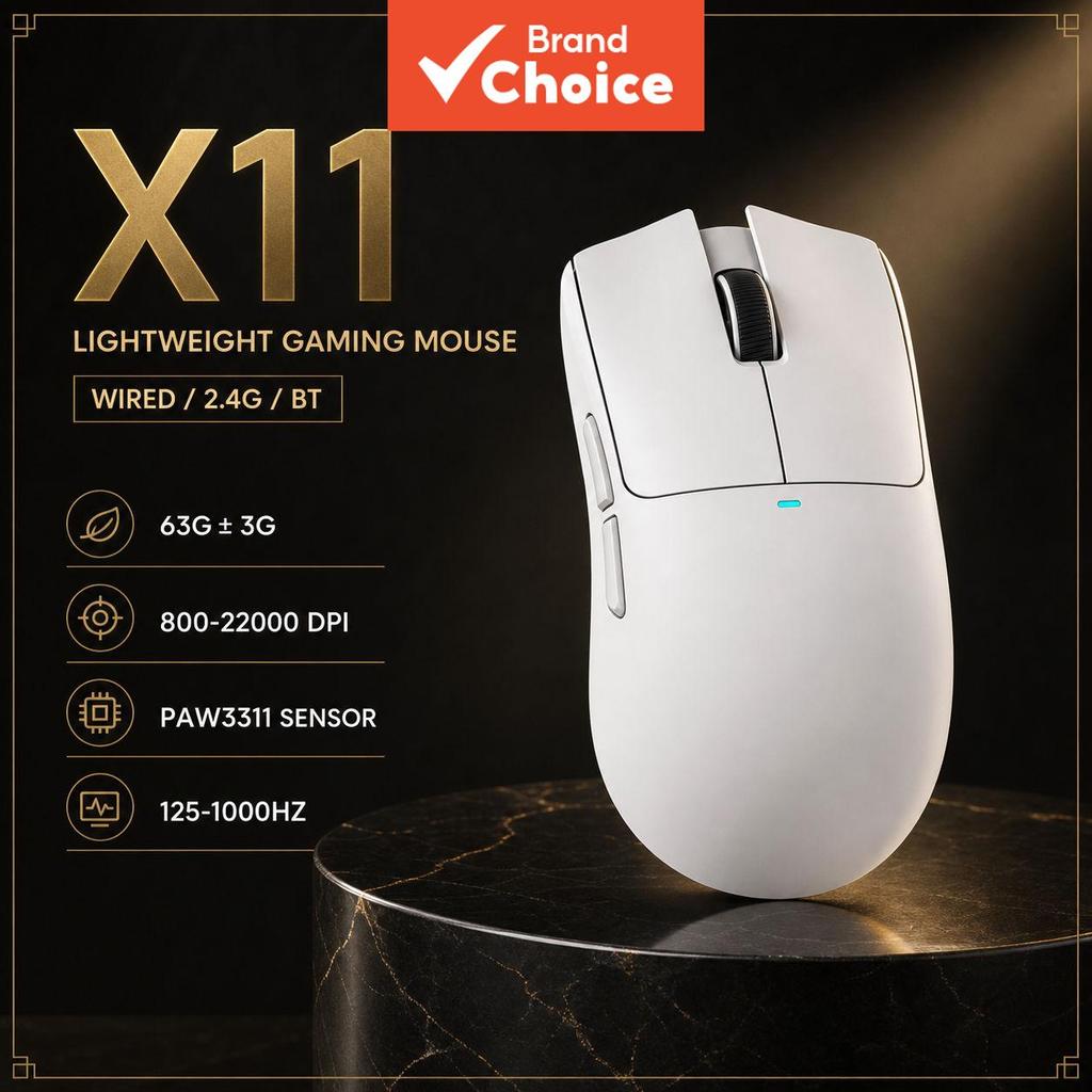 Mouse Gamer Sem Fio ATTACK SHARK X11 - Taxa de sondagem 1000 Hz - Carcaça vazada - Superfície fosca antissuor - Para