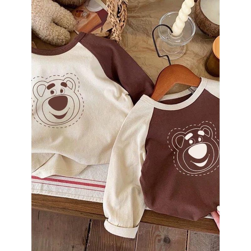 Er.Children algodão manga comprida camiseta masculino feminino. crianças primavera outono 2025 novo estilo moda desenho 