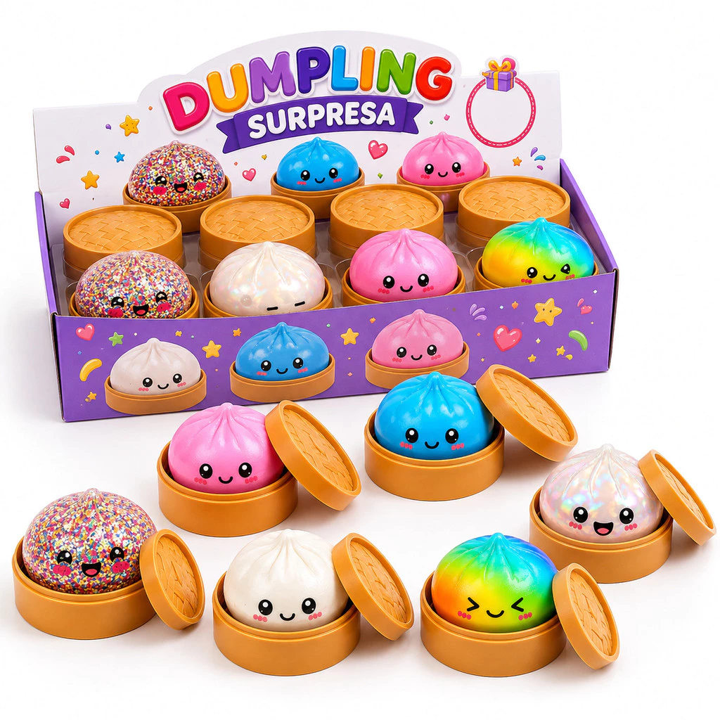 Caixa Surpresa Glitter Dumpling Squishy Antiestresse Paozinho Chines — imagem 1