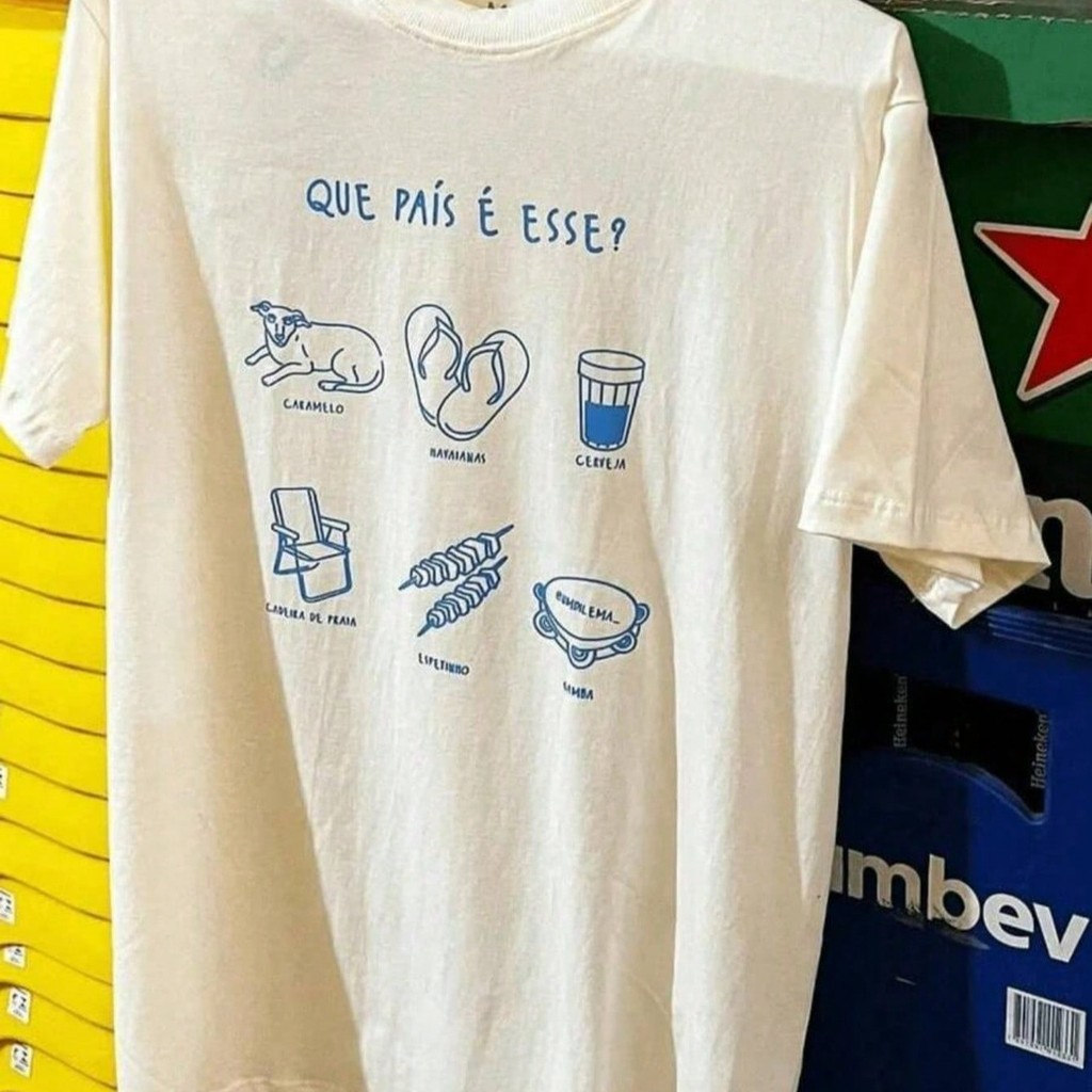 Camiseta Feminina Estampa Estilo "Brasileirada" QUE PAÍS É ESSE Blusa Algodão Casual Lançamento Brasil Core Mais Barato