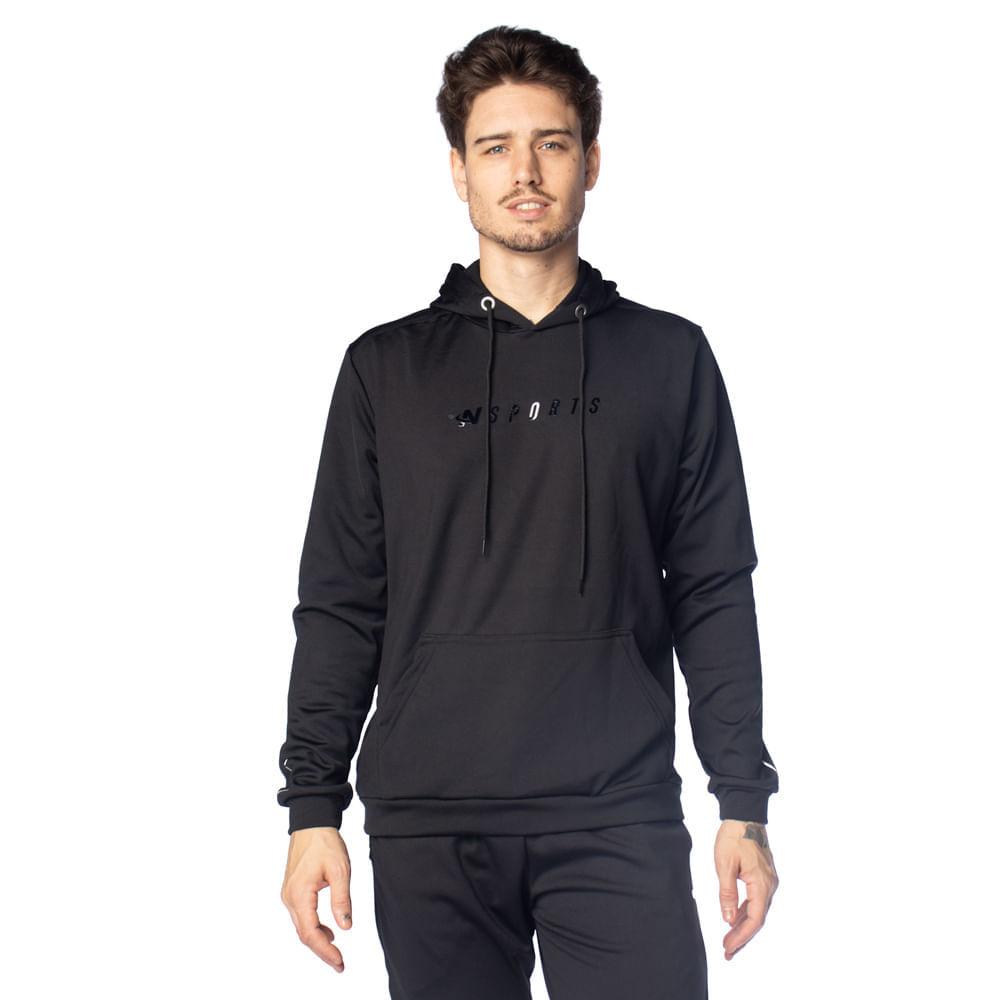 Moletom Masculino Ninety Eight Capuz Logo Refletivo Preto