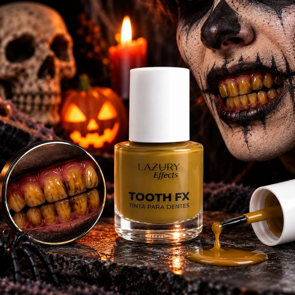 Esmalte Tinta Para Dentes Nicotina Preto Vermelho Halloween