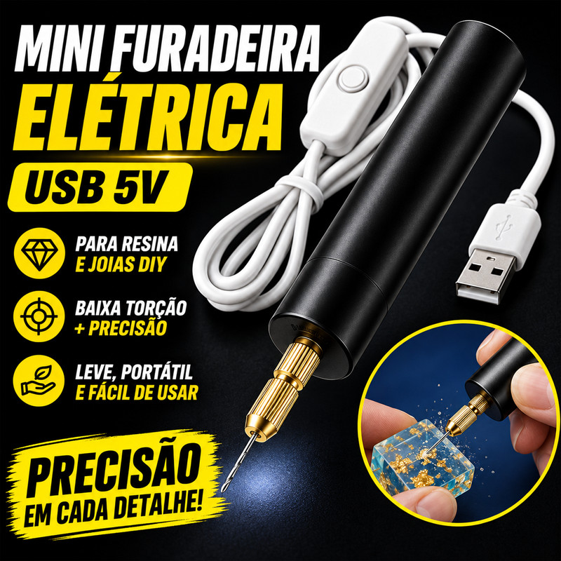 Mini Furadeira Elétrica Rotativa Portátil USB 5V Para Joias De Resina DIY Kit Manual De Baixa Torção