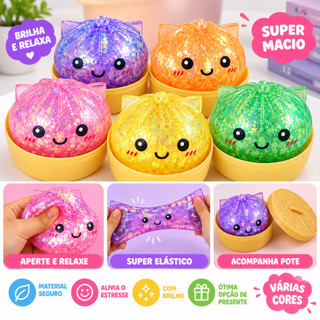 Squishy Unicórnio Mochi com Glitter Fofo e Macio Brinquedo Sensorial