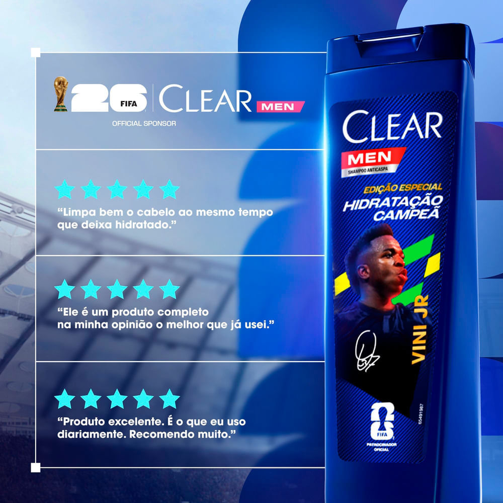 Shampoo Anticaspa Clear Hidratação Campeã By Vini Jr 400ml · foto 2