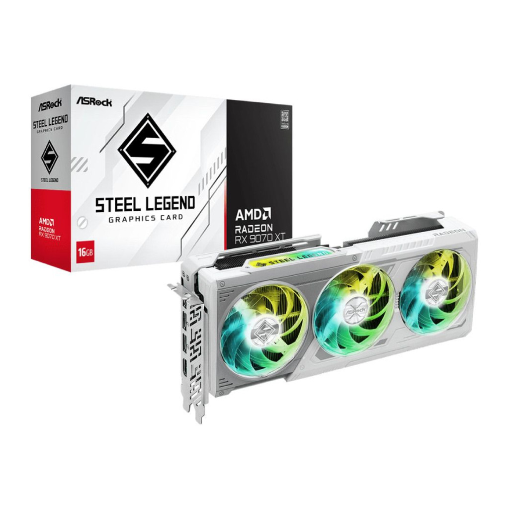 Placa de Vídeo AsRock RX 9070 XT Steel Legend White 16GB GDDR6 256bits - 90-GA5DZZ-00UANF
