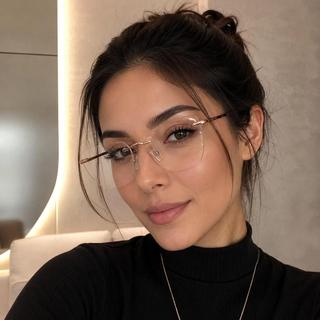 Armação De Óculos Balgriff Feminino Sem Aro + Case PARIS Lente Gatinho Estilo Retrô Old Money Armação Óculos Feminino