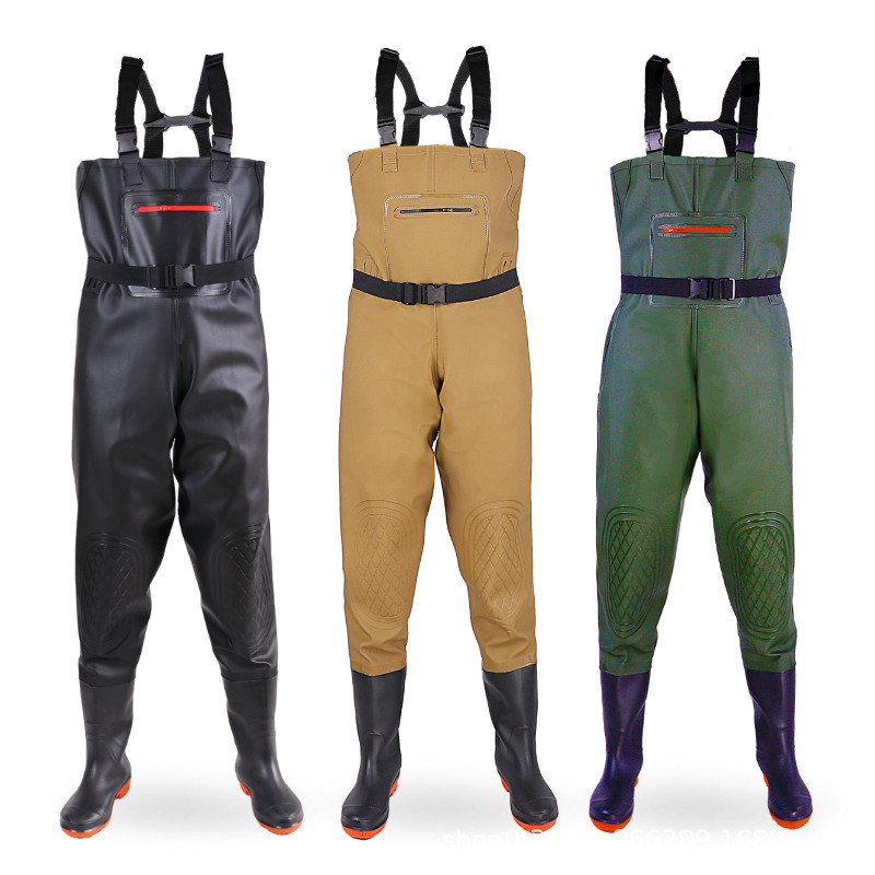 Joelheiras duplas Calças subaquáticas Macacão Botas de chuva Calças de chuva Homens Terno de pesca Calças de vadear Tern
