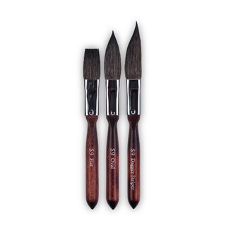 ArtSecret Pincel de óleo aquarela S9 Conjunto de cabelo de esquilo de crina de cavalo 3 conjuntos de escova