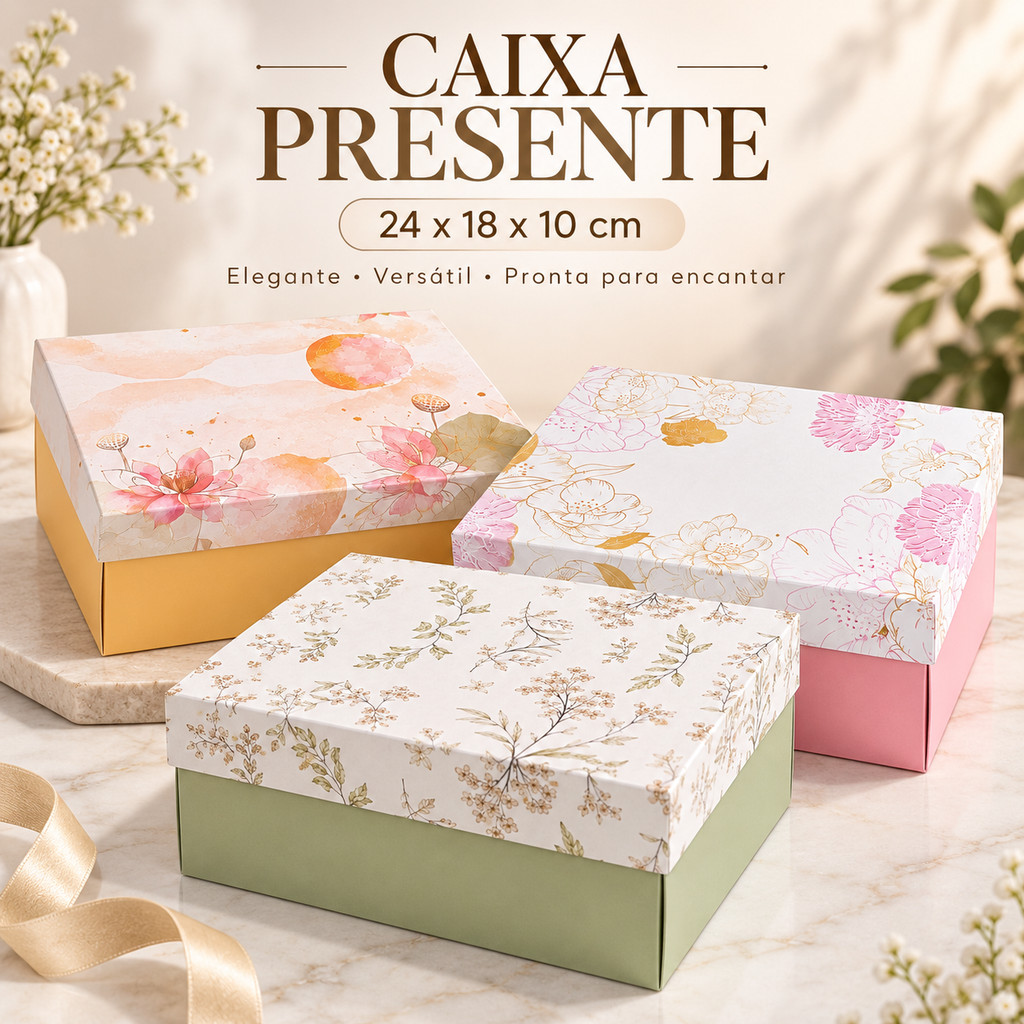 Caixa de Presente 24x18x10cm Cosméticos Roupas Doces Perfumaria