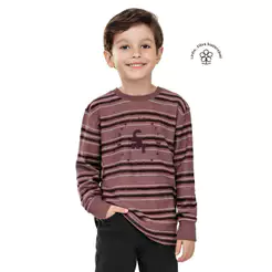 Camiseta Longa Infantil Menino Listrada Colorittá Marrom