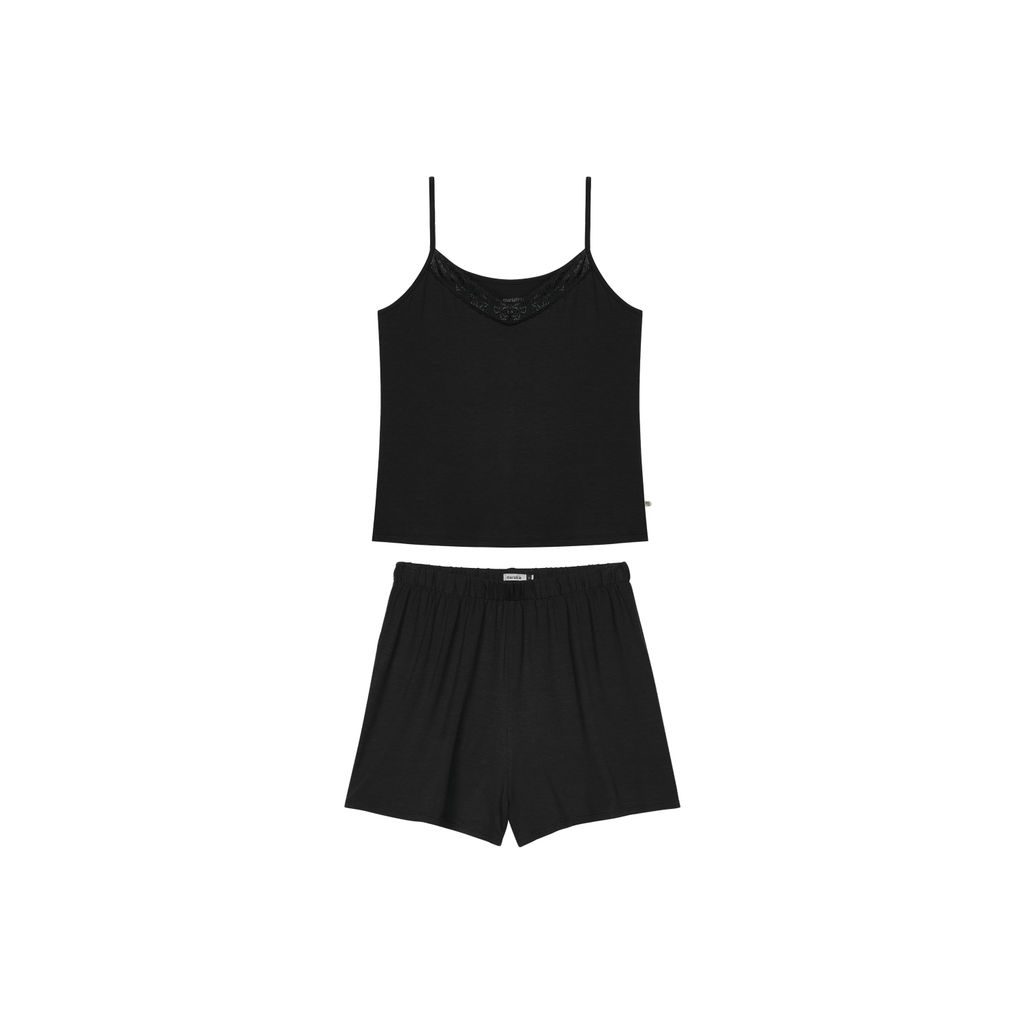 Pijama Curto Feminino Malha de Viscose Marialícia Preto — imagem 2 de 2