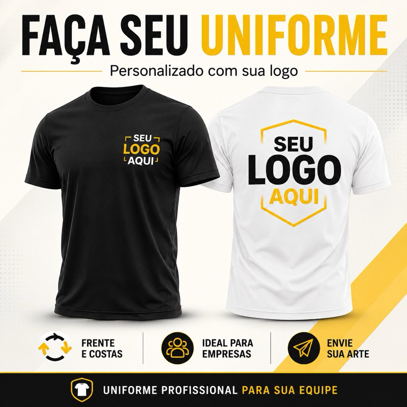 Camiseta Personalizada Para Empresa | Uniforme com Logo |  Estampada Uniforme Empresa Algodão 30.1 Premium P AO G1