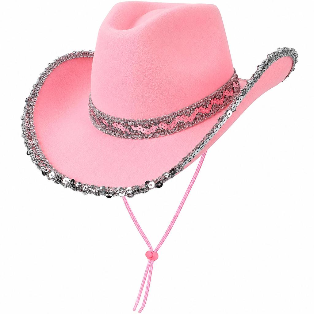 Chapéu Country Branco Feminino de Luxo com Lantejoulas