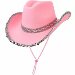 Chapéu Country Branco Feminino de Luxo com Lantejoulas