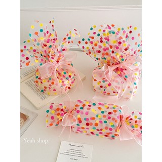 Dopamina cor bolinhas gaze pano de embrulho ins estilo caixa de presente de doces coreano artesanal DIY caixa de present