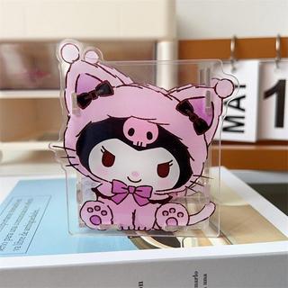 Criativo Sanrio caneta titular bonito Kuromi estudante multifuncional caixa de armazenamento de papelaria oficial orname
