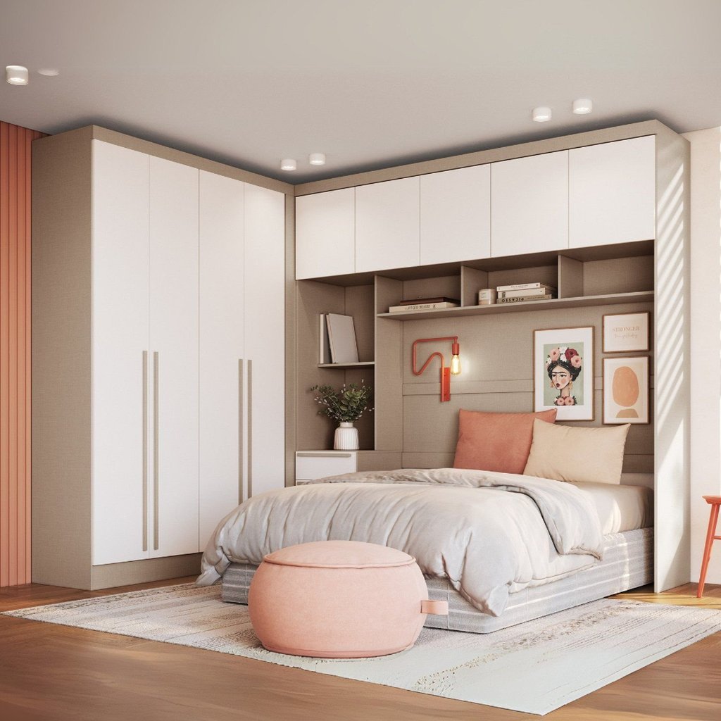 Guarda-Roupa Modulado Casal 10 Portas 3 Gavetas Branco/Duna Duna/Branco