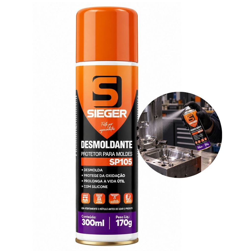 Desmoldante Spray com Silicone Sieger SP105 300ml 170g Protetor para Moldes Contra Oxidação