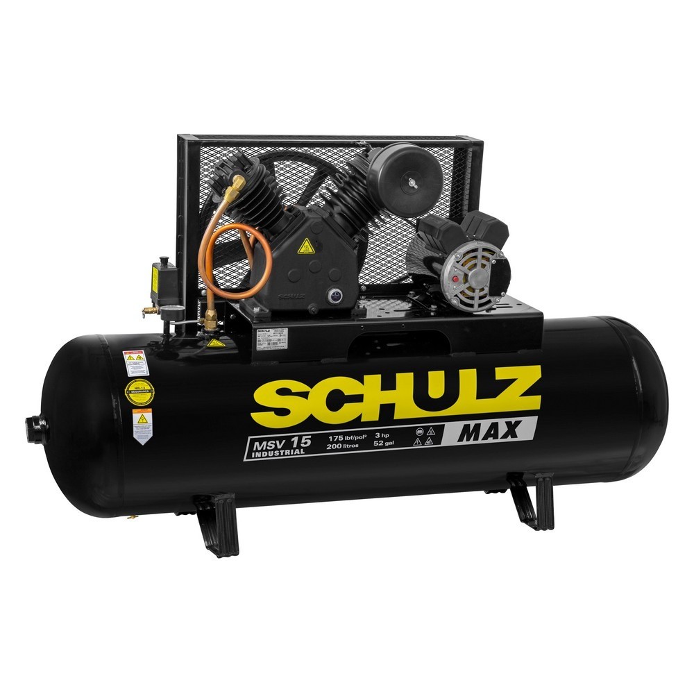 Compressor de ar 15 pés 200L 3hp 175 libras - Max MSV Schulz