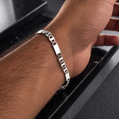 Pulseira Piastrine 4mm em Aço Inox Prata 20cm com Fecho Lagosta