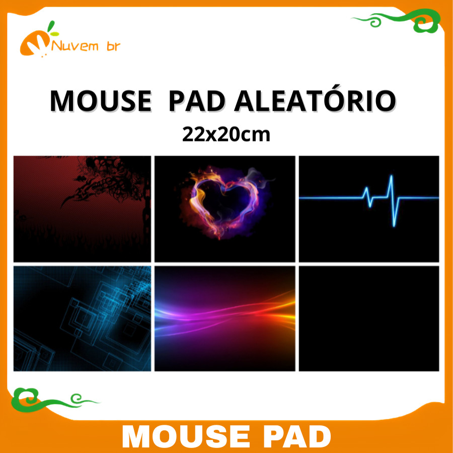 Mouse Pad Pequeno Preto Speed Liso Gamer Trabalho Escritório Estampado - NUVEM