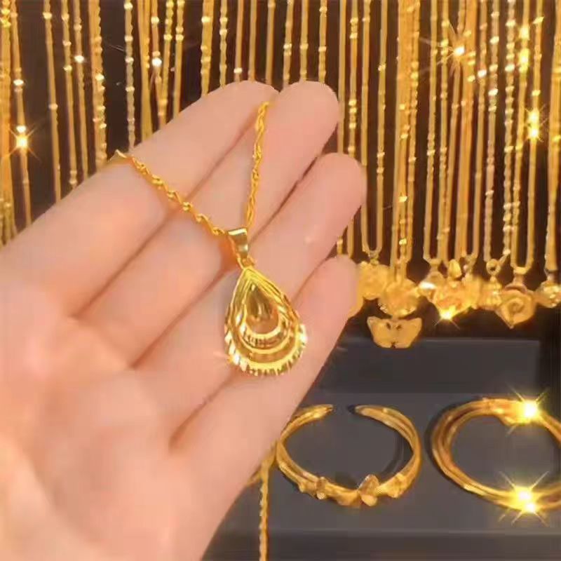 Vietnam areia ouro imitação de ouro gota de água colar redondo Retro oco pingente jóias colar areia corrente de ouro QWL
