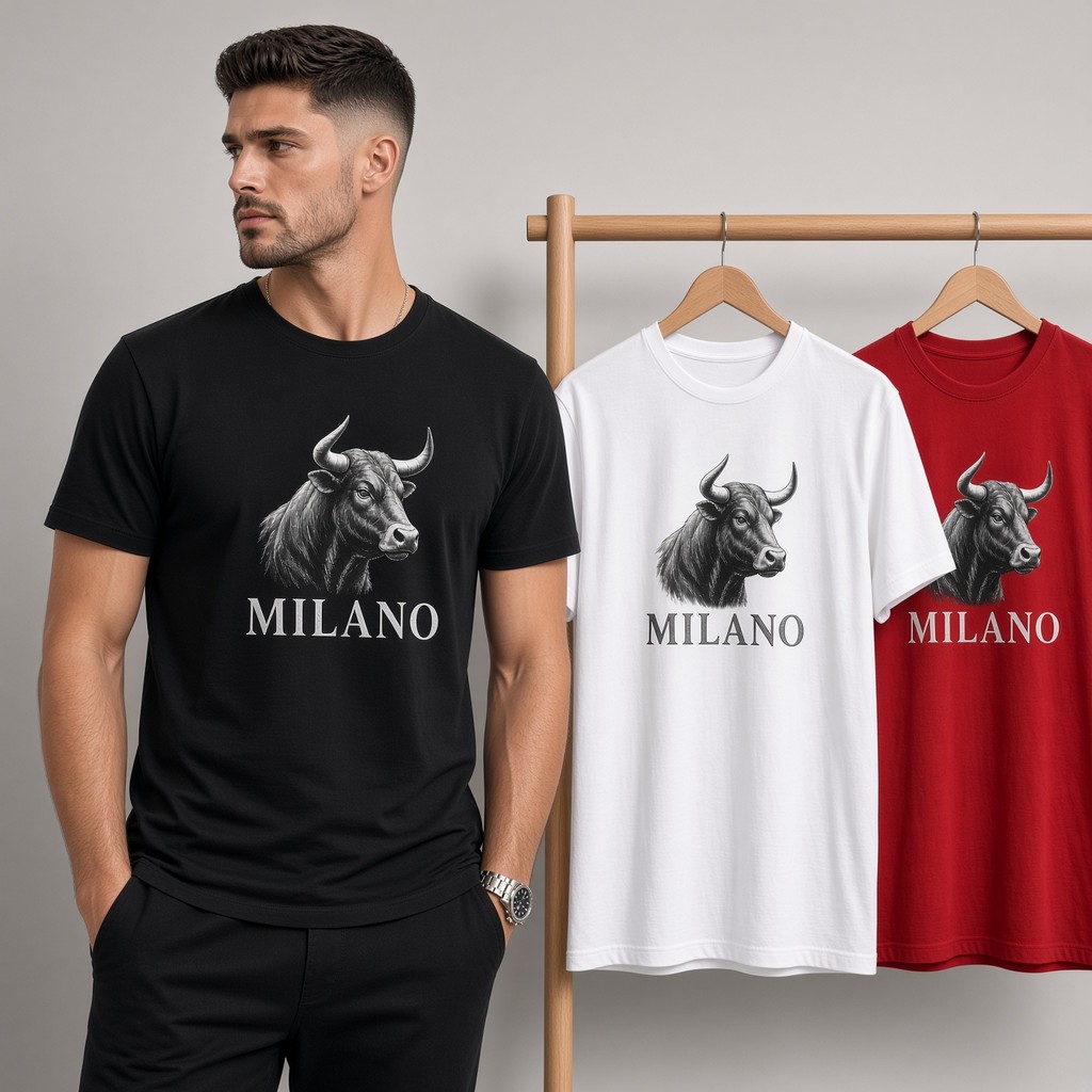 Kit 3 Camisetas Masculina Estampada Milano Touro 100% Algodão Premium Academia Casual Camisa Blusa Elegante  Treino