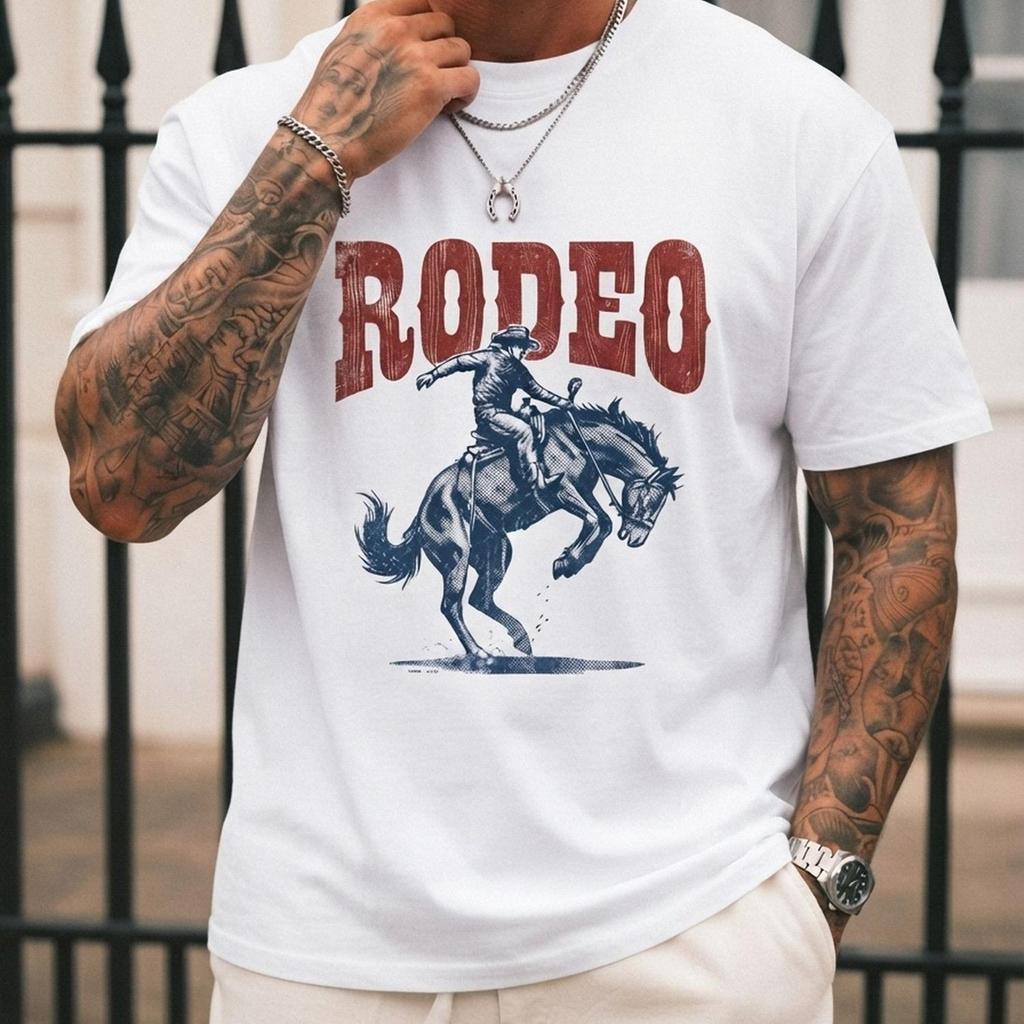 Camiseta Masculina Estilosa Estampada Rodeo Country Treino Tecido Respirável Premium Elegante