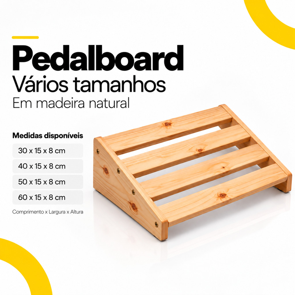 Pedalboard Guitarra e Baixo Universal Em Madeira Para Pedais — imagem 2 de 2