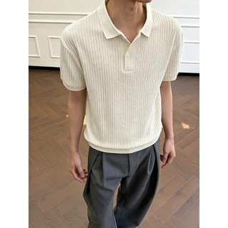 Camisa POLO de verão masculina solta textura respirável lapela moda na moda All-Match manga curta solta torcido topo