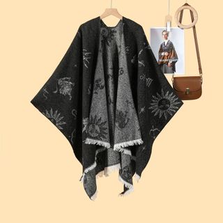 Novas senhoras grécia constelação gráfico dupla face espalhado Jacquard mantendo quente divisão exterior manto cruz