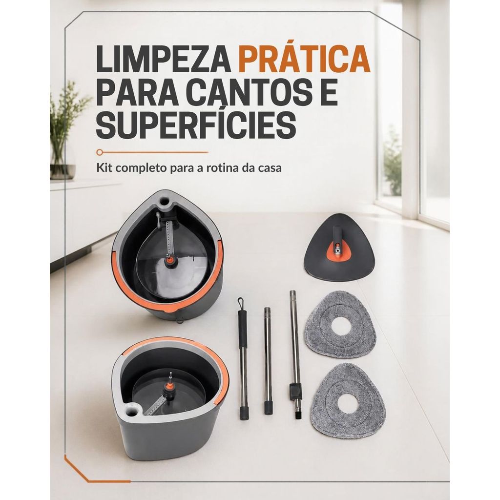 Mop Esfregão Limpeza Separa Agua Suja da Limpa Zimpa Flow