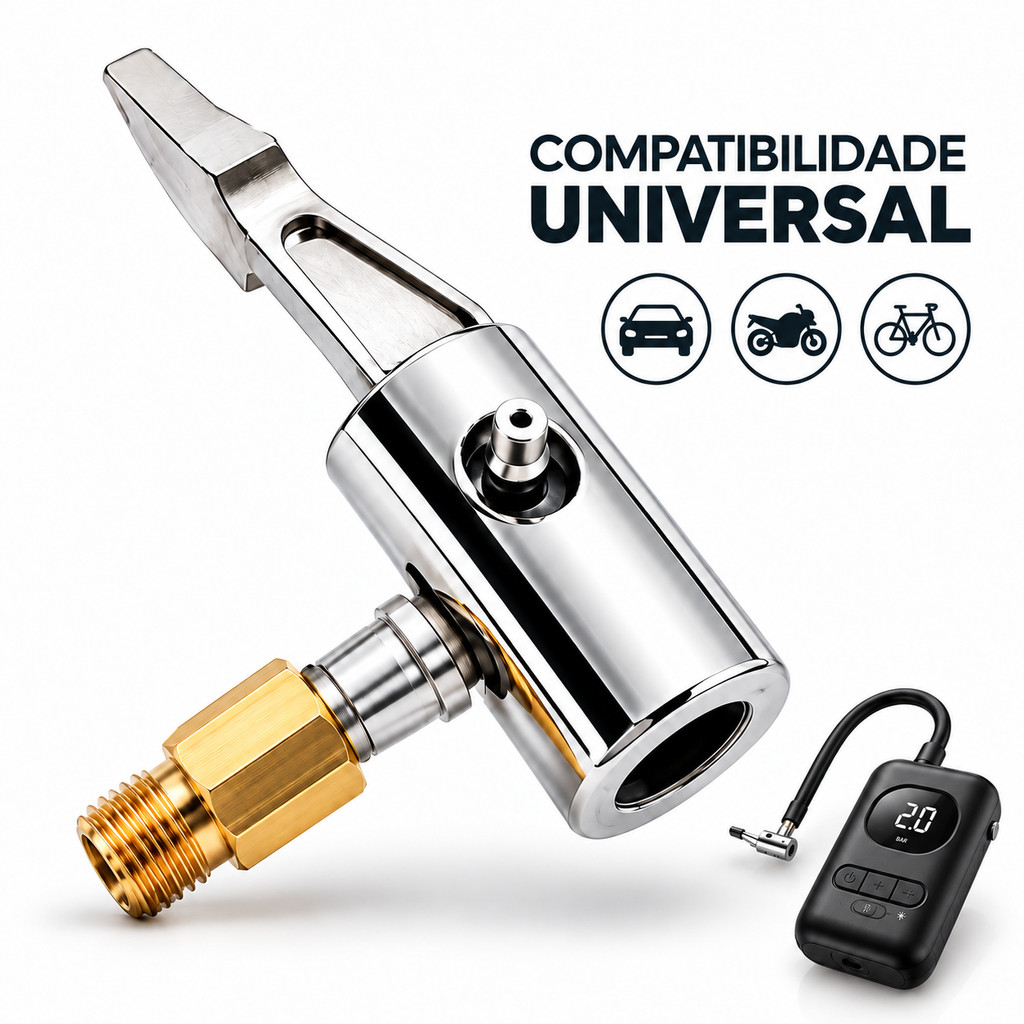 Adaptador Bico Inflador Com Presilha de Compressor de Ar Para Carros Motos e Bicicletas Conector Válvula Bomba de Ar