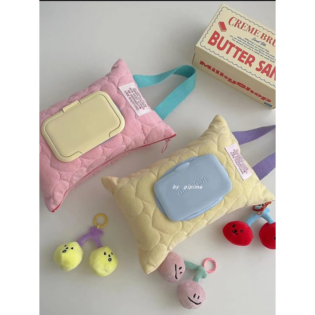 Ass mãe Macaron cor caixa de tecido do carro à prova dwaterproof água capa de papel saco de tecido bonito carrinho de be