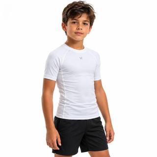 Camiseta Kanxa Infantil Manga Curta Branca Proteção Solar FPS 50+ Kx Protection Poliamida e Elastano