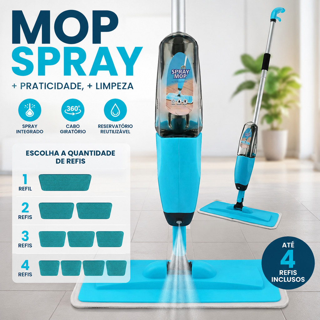 Mop Spray Rodo Magico Esfregão Com Reservatório Rodo de Limpeza Piso Refis Microfibra a Escolha