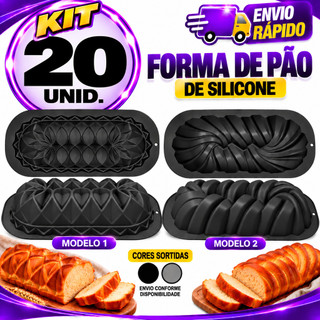 kit Forma Silicone para Pão, Gelatinas, Bolo Assadeira Antiaderente Reutilizável Modelo Decorado