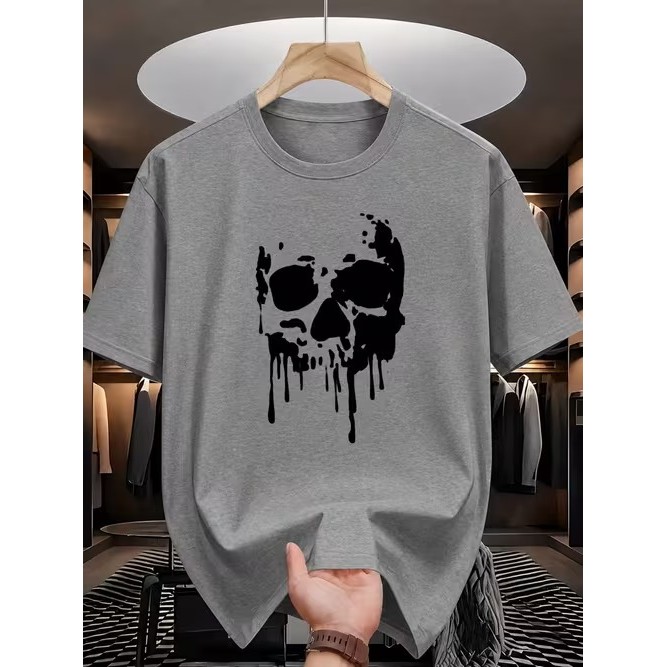 Camiseta Manga Curta Estampada Caveira Divertida Moderna Estilosa Premium Confortável para Uso Casual Moda Tendência