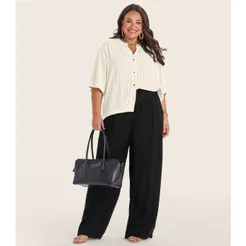 Calça Pantalona Plus Size Secret Glam Preto