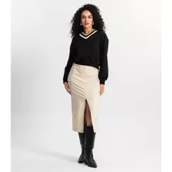 Saia Midi Cargo Feminino Rovitex Bege