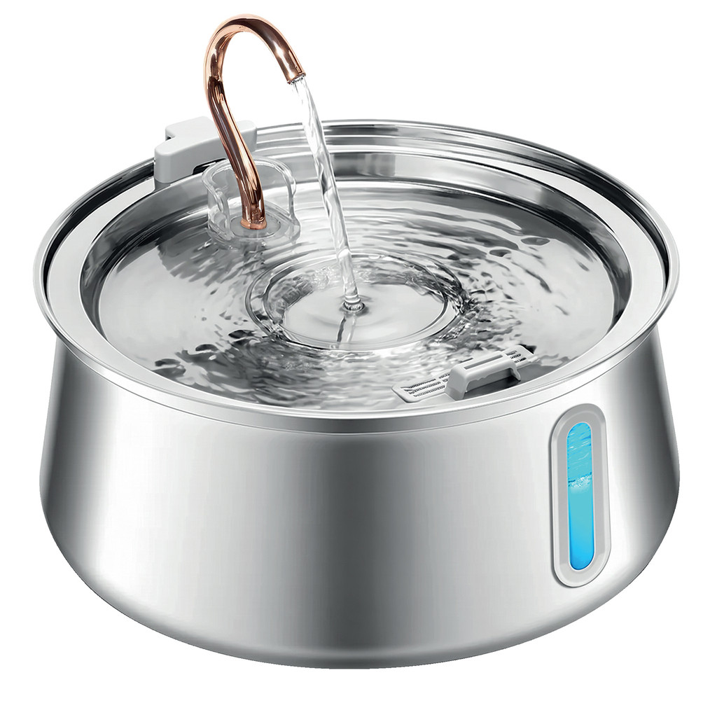 Newpet Bebedouro para Gatos Inoxidável 4L Automático Filtro Água Fresca - Com Visor Transparente
