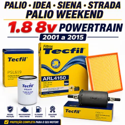Kit Filtros Palio Ideia Siena Strada Palio Weekend 1.8 8v Powertrain 2001 a 2015 Ar Oleo Combustivel