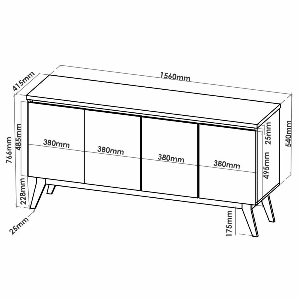 Buffet Aparador 4 Portas Espelhado MDF/MDP Mel 156cm Armani Bege Mel · foto 2
