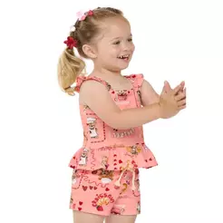 Conjunto Infantil Menina Estampa Ursinhos Elian Rosa