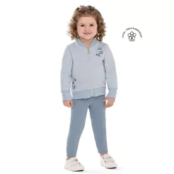 Conjunto Infantil Menina Flores Bordado Colorittá Azul