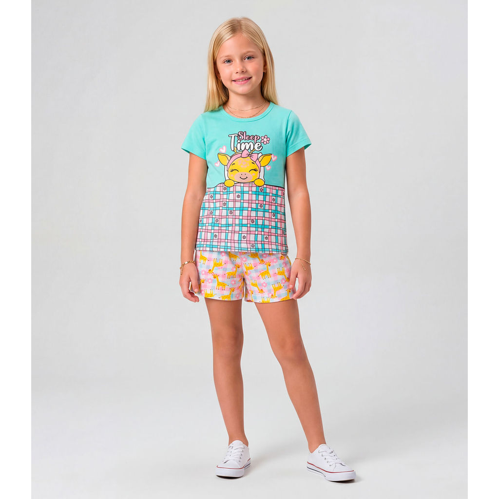 Pijama Infantil Menina Brilha no Escuro Kappes Azul